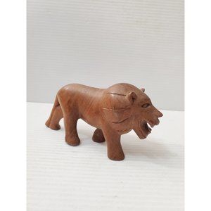 Wooden lion Sculpture, Hand Carved Statue, Wood Carving, African Animal
